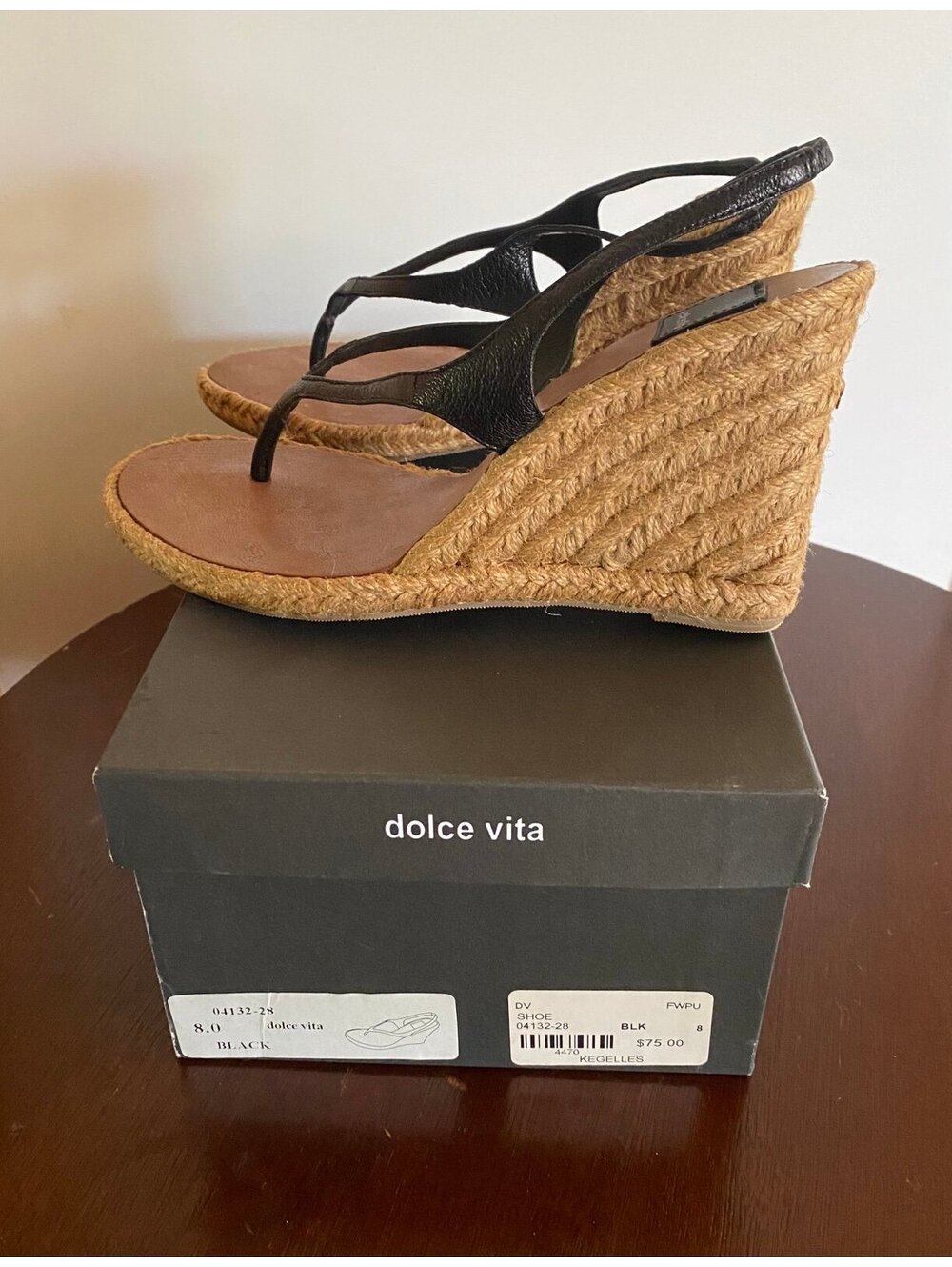 Vintage Dolce Vita Wedge Sandals Black Size 8